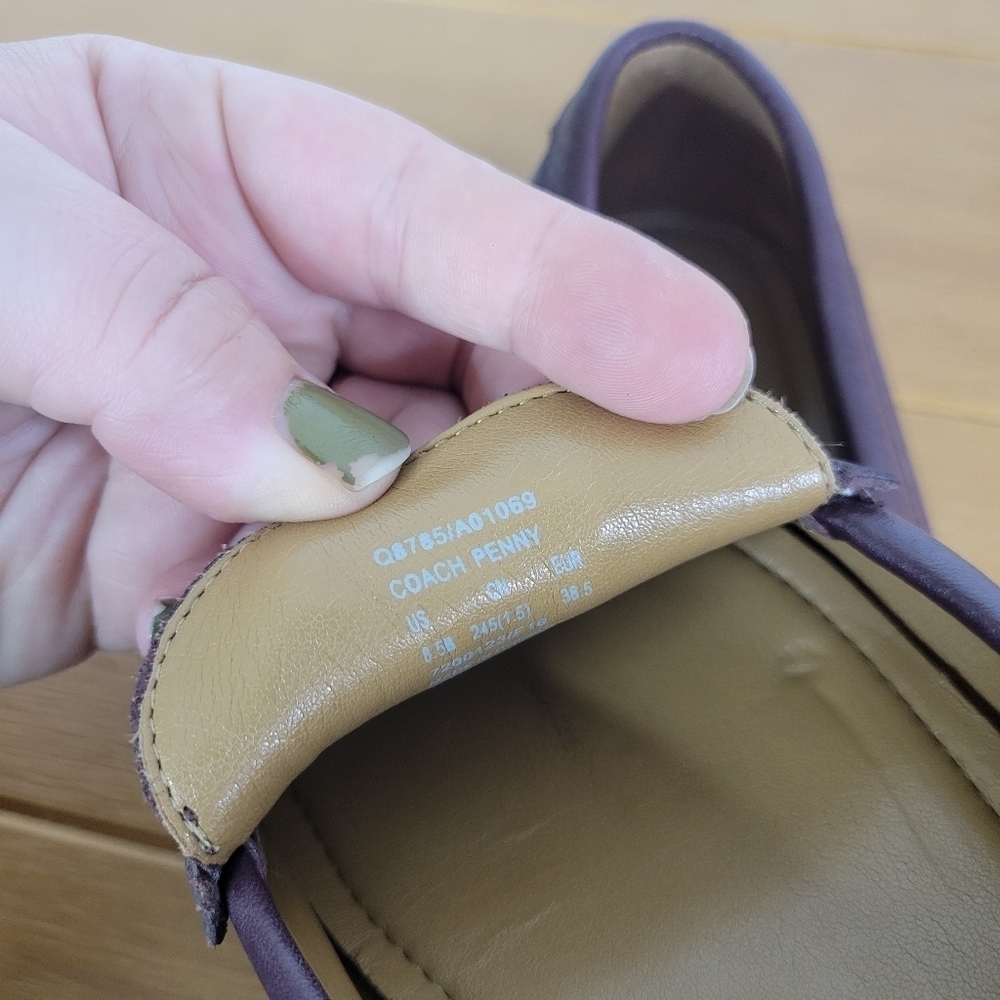 Women's burgundy Coach Penny Loafers - Picture 6 of 7